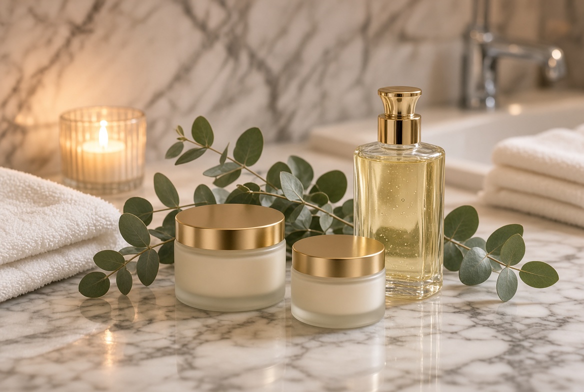 Spa body creams and oil with eucalyptus